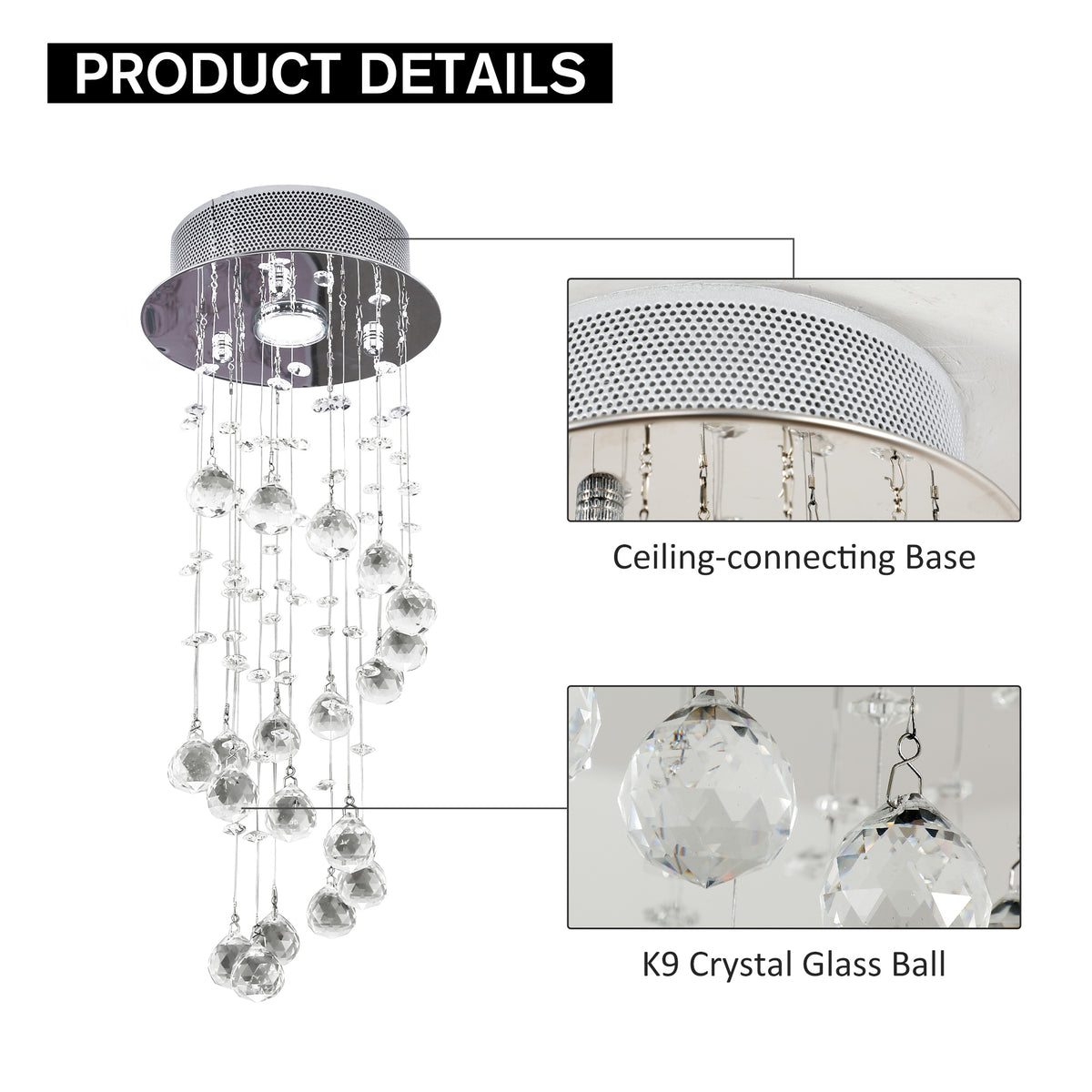Metal Crystal Ceiling Light Chandelier Elegant Pendant Lamp Living Room Stairway Spiral Rain Drop Pendant Lamp Silver