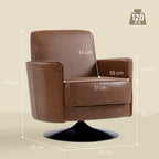 HOMCOM Upholstered Swivel Accent Chair with Pocket Spring Seat Support and 20cm Thick Padding, Brown