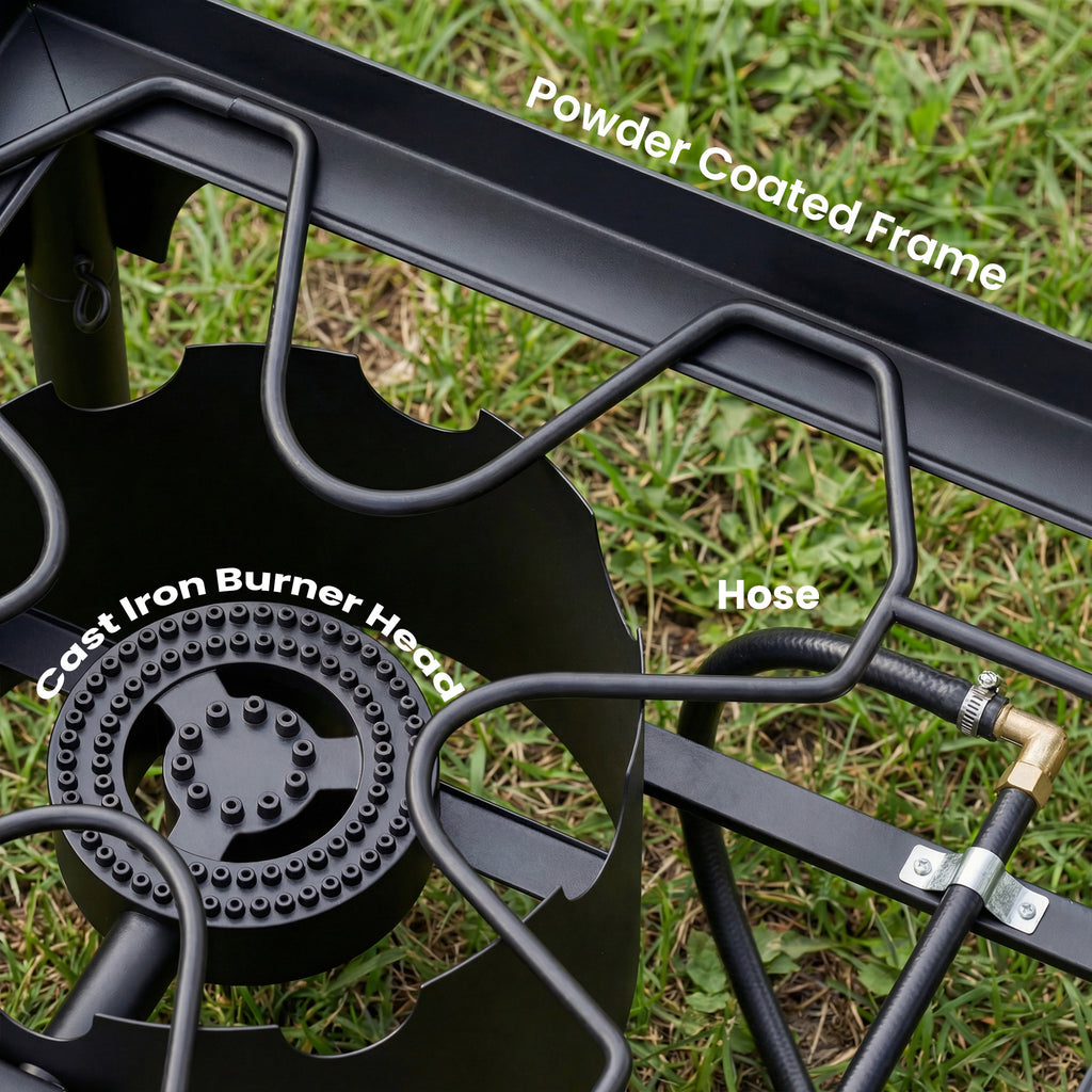 Outsunny Double Burner Camping Stove, 150,000 BTU High Pressure Camping Gas Stove with Detachable Legs, Black