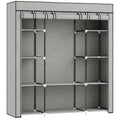 Clothes Storage Organiser with Hanging Rail, Shelves, Portable Wardrobe, Foldable Fabric Wardrobe, Light Grey