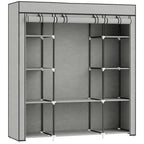 Clothes Storage Organiser with Hanging Rail, Shelves, Portable Wardrobe, Foldable Fabric Wardrobe, Light Grey