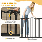 PawHut Metal 74-94cm Adjustable Pet Gate Safety Barrier w/ Auto-Close Door Black