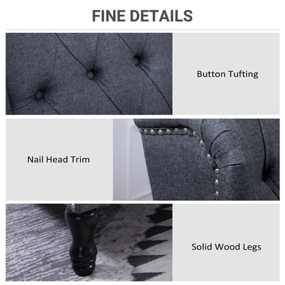 Recliner Armchair, Vintage Reclining Chair with Nail Head Trim, Wingback Chair with Button Tufted Back and Footrest, for Living Room, Dark Grey