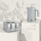 Sleek Textured Kettle and Four-Slice Toaster Set - Grey