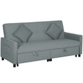 HOMCOM 3 Seater Velvet Sofa Bed, Convertible Click-Clack Couch with Adjustable Backrest, Small Double Sleeper Sofa for Living Room & Guests, Grey