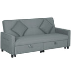 HOMCOM 3 Seater Velvet Sofa Bed, Convertible Click-Clack Couch with Adjustable Backrest, Small Double Sleeper Sofa for Living Room & Guests, Grey