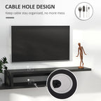 Floating TV Unit, Wall Mounted TV Stand with Open Shelf and 2 Cable Holes, Entertainment Unit for Living Room, Black