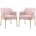 HOMCOM Accent Chair, Living Room Armchair, Vanity Chair with Gold Plating Metal Legs and Soft Padded Seat for Bedroom and Café, Set of 2, Pink