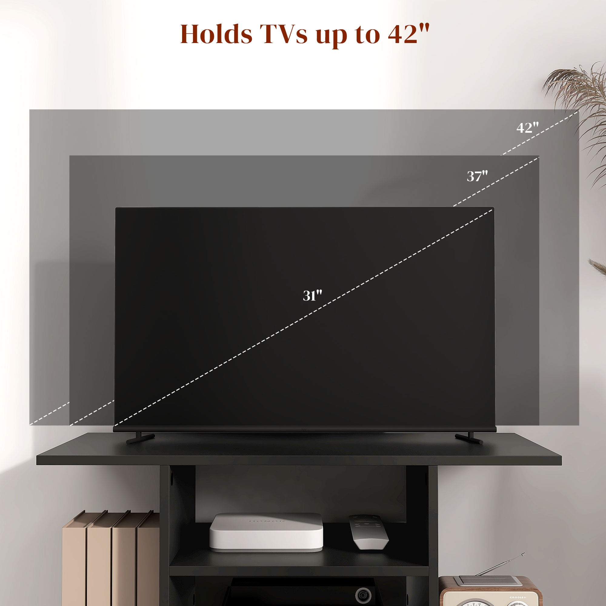 Modern TV Cabinet Stand Storage Shelves Table Mobile Bedroom Furniture Bookshelf Bookcase Black