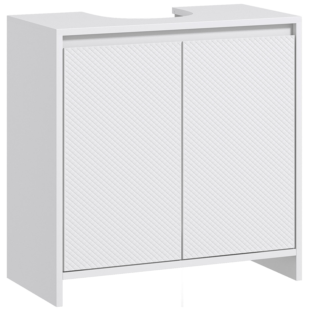 Under Sink Bathroom Cabinet, Freestanding Under Sink Cabinet with 2 Doors and Shelf for Basin without or with Pedestal, White