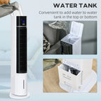 Portable Air Cooler, 3L Tank Evaporative Ice Cooling Tower Fan with 3 Modes, 3 Speeds, Remote, Timer, 60° Oscillating, Portable Swamp Cooler for Home Bedroom, White