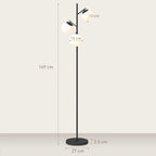 3-Light Tree Floor Lamps for Living Room, Modern Standing Lamp for Bedroom with Globe Lampshade, Steel Base, Bulb not Included, Black