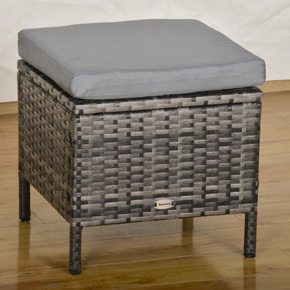 Outsunny 8 Seater Rattan Sofa Set, Rattan Garden Furniture Set with Tempered Glass Table & Thick Cushions, Grey