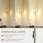 3-Light Floor Lamp, 170cm Industrial Dimmable Standing Lamp with Steel Wire Cage Lampshades for Living Room, Bedroom, Dining Room, Study, Bulb Not Included, Silver Tone