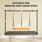 PawHut Dog Grooming Arm Adjustable H-Shape Dog Grooming Table Arm with Clamp and 3 Nooses Black