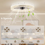 Ceiling Fan with Lights, Dimmable LED Mount Ceiling Fan Light with Remote App Control for Bedroom, White