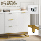 HOMCOM Sideboard with 3 Drawers and Adjustable Shelves for Living Room - White