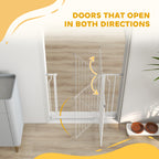 PawHut Wide Dog Safety Gate, with Door Pressure, for Doorways, Hallways, Staircases - White