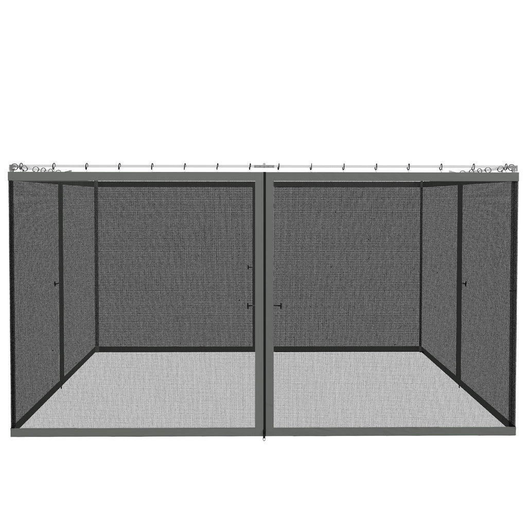 Outsunny 352 x 207cm Universal Replacement Mesh Sidewall Netting for Patio Gazebos and Canopy Tents, (Sidewall Only) Dark Grey