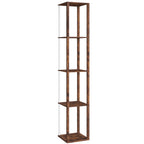 RGB LED Floor Lamp with Shelves, Modern Dimmable Standing Lamp with Remote Control, Adjustable Brightness & Speed for Living Room, Bedroom, Office, Rustic Brown