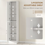 kleankin Tall Bathroom Cabinet with Mirror and Adjustable Shelf - High Gloss White