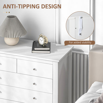 5 Drawer Chest of Drawers, Modern Dresser for Bedroom, Wide Storage Unit for Living Room, Hallway, Closet, White