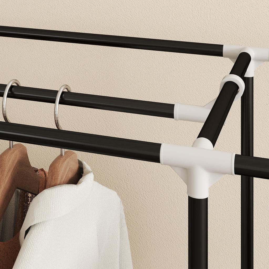 Clothes Storage Organiser with Hanging Rail, Shelves, Portable Wardrobe, Foldable Fabric Wardrobe, Light Grey