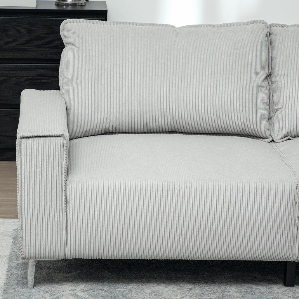 HOMCOM Three-Seater Corduroy - Light Grey