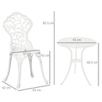 Outsunny 3 Pcs Aluminium Bistro Set Garden Furniture Dining Table Chairs Antique Outdoor Seat Patio Seater White