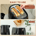 Kettle and Toaster Set, 1.7L 3000W Fast Boil Kettle & 2 Slice Toaster Kitchen Set with 7 Level Browning Controls, Defrost, Reheat, Boil-dry Protection, Black