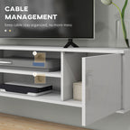 Floating TV Stand Cabinet for TVs up to 60", Wall Mounted TV Unit with Open Shelf, Storage Cupboards and Cable Management for Living Room, White