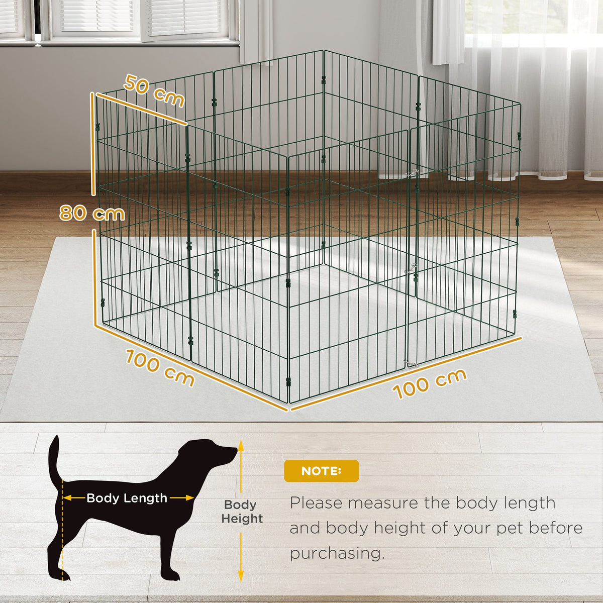 PawHut 8 Panel Pet Playpen for Medium Dogs Indoor Outdoor 80 cm Height