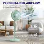 40 cm Standing Fan, Cooling Floor Fan with 80° Oscillating, Adjustable Tilt and Height, 4 Speed, Remote Control, Green