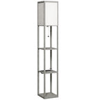 Floor Lamp with Shelves, 3 Layer Column Modern Standing Lamp for Living Room, Bedroom, Office, Grey
