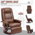 HOMCOM Faux Leather Armchair, with 145° Reclining Back and Footrest - Brown