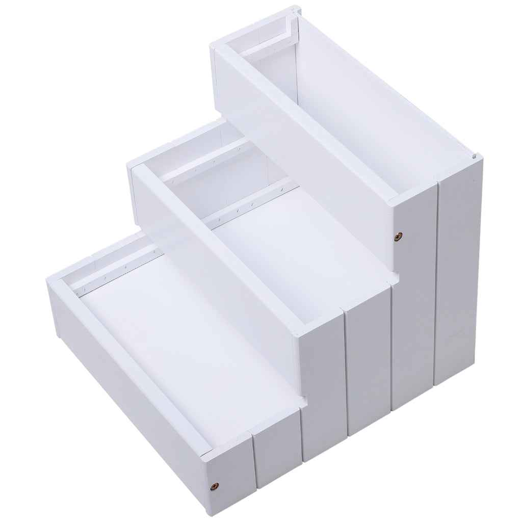 PawHut Dog Steps for Bed Sofa, 3 Step Wooden Dog Stairs for Sofa, Pet Stairs with Storage for Small Cats and Puppy, White