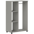 Open Wardrobe on Wheels, Bedroom Wardrobe with Clothes Hanging Rail, 3 Storage Shelves, Mobile Garment Rack for Cloakroom, Hallway, Grey