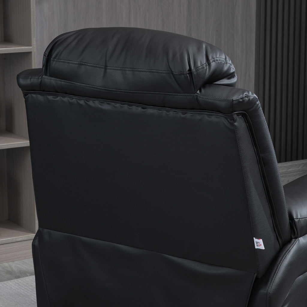 HOMCOM Power Lift Chair Recliner for Elderly, Electric Recliner Chair, Overstuffed Faux Leather Riser and Reclining Armchair with Remote Control, Side Pockets, for Living Room, Black