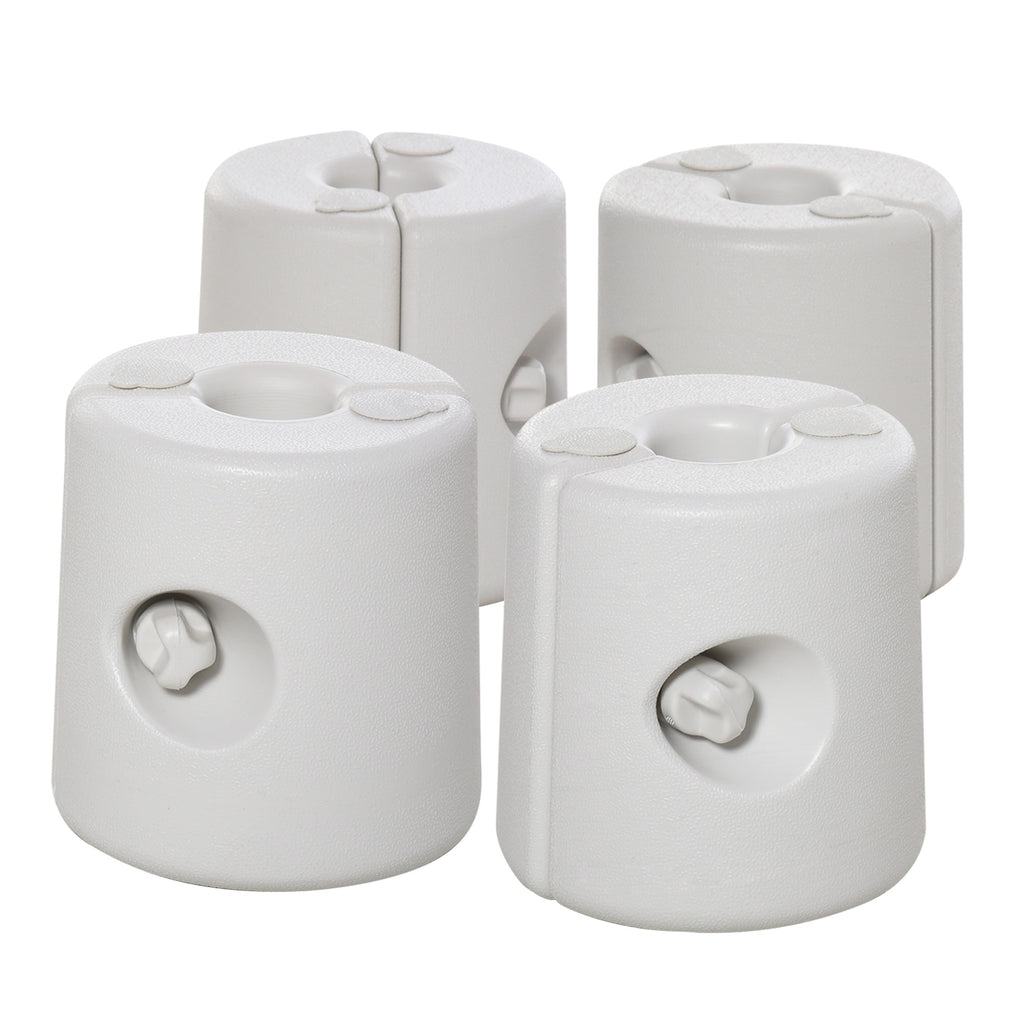 Outsunny 4 Pack 36 kg Gazebo Weights, Canopy Tent Weights with Rapid Clip, Gazebo Leg Weights Fill with Sand or Water, White