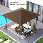 Outsunny 3 x 3(m) Gazebo Canopy Replacement Cover, Garden Gazebo Roof Replacement with Drain Holes, Water-resistant Plastic Coating, 370g/?, UPF30+, TOP COVER ONLY, Brown
