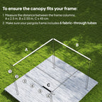 Outsunny Retractable Pergola Cover, 2.55 x 2.5 m Replacement Canopy Fabric for 3 x 3 m Frame, Roof Top Only, Cream White