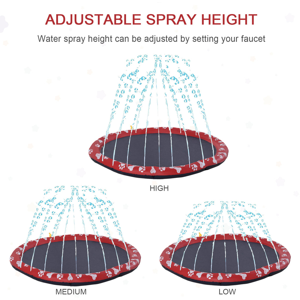 PawHut Dog Splash Pad, Pet Sprinkler Mat, Non-Slip Dog Paddling Pool, Foldable Outdoor Sprinkler and Splash Mat Water Play for Garden, Patio, Summer Fun, 170 cm
