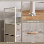 HOMCOM Rustic Chest of Seven Fabric Drawers - Natural Wood Finish