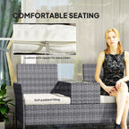 Outsunny Two-Seat Rattan Chair, with Middle Table - Grey