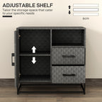 HOMCOM Sideboard with Adjustable Shelf, Freestanding Sideboard Storage Cabinet with Open Compartment and 2 Drawers, Grey