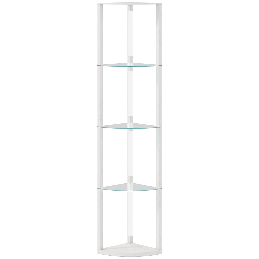 LED Floor Lamp with Shelves, Dimmable Standing Lamp with Foot Switch for Living Room, Bedroom, White