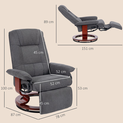Reclining Swivel Chair, with Footrest - Grey