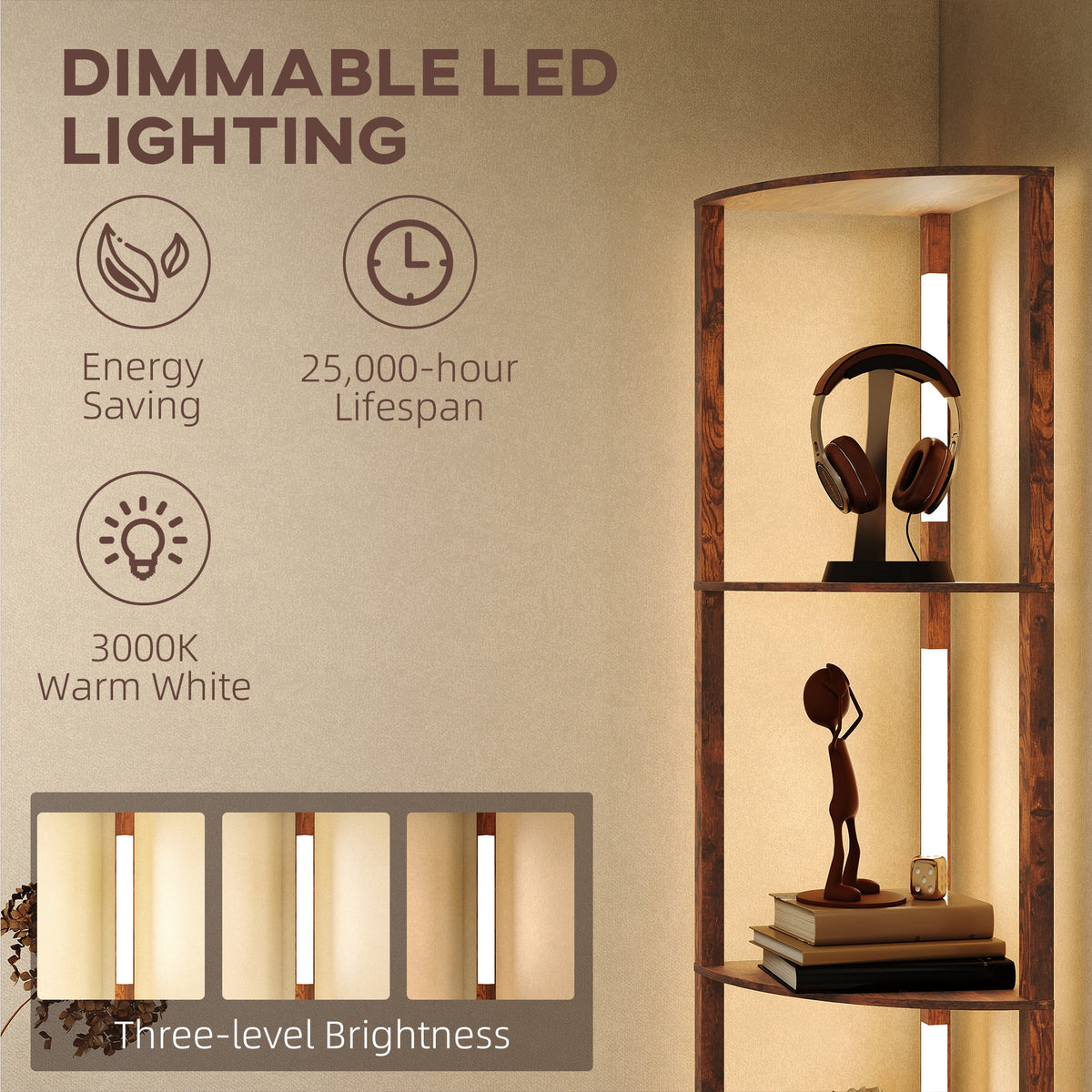 Three-Tier Corner Floor Lamp