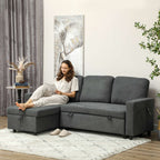 HOMCOM Pull Out Sofa Bed with 113 x 49cm storage space - Charcoal Grey