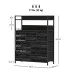 HOMCOM Rustic Chest of Seven Fabric Drawers - Black